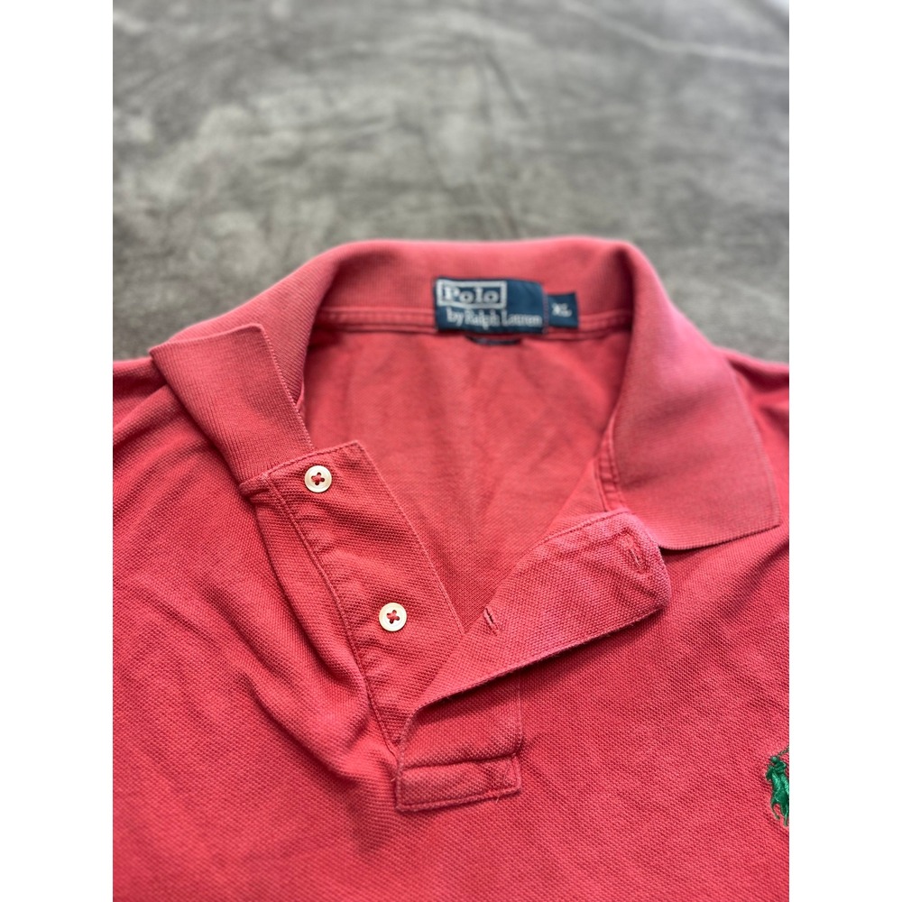 Polo Ralph Lauren Mens XL Red Short Sleeve Pique Cotton Polo Shirt‎ Green Pony - Picture 5 of 6